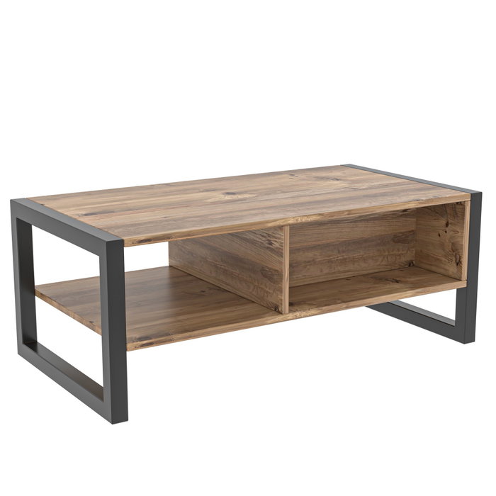 Hanah Home Mesa de Centro Industrial con Cajón en Pino Atlántico y Negro